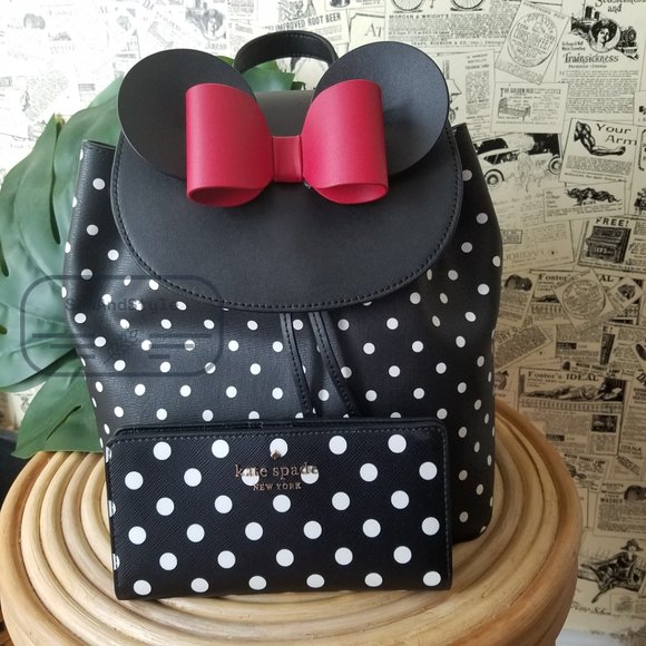Kate Spade NWT Minnie Mouse Medium Refined Leather Backpack Bifold Wallet main image 7